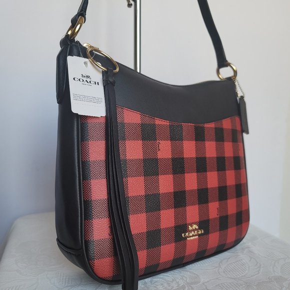 Coach gingham print chaise crossbody shop